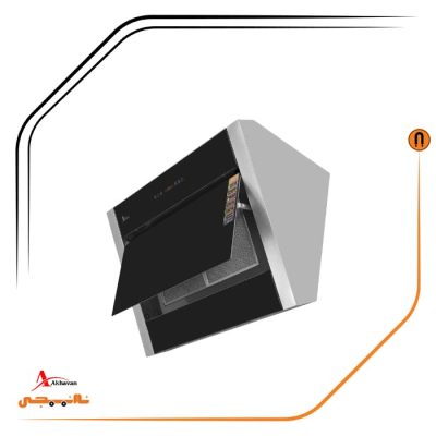 هود شیشه مشکی و بدنه استیل مورب , برند اخوان مدل H78-A