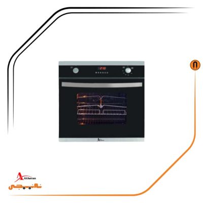 فر توکار شیشه مشکی و استیل گاز و برق , برند اخوان مدل F11