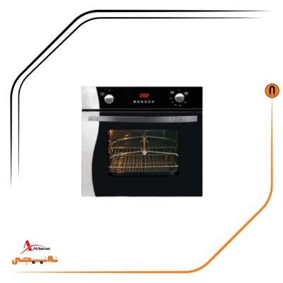 فر توکار شیشه مشکی و استیل گاز و برق , برند اخوان مدل F13