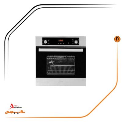 فر توکار شیشه مشکی و استیل گاز و برق , برند اخوان مدل F22