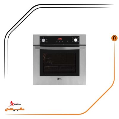 فر توکار شیشه مشکی و استیل گاز و برق , برند اخوان مدل F24