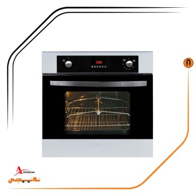 فر توکار شیشه مشکی و استیل گاز و برق , برند اخوان مدل F4