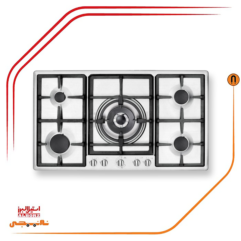 اجاق گاز پنج شعله استیل البرز مدلS5902 - تصویر 2