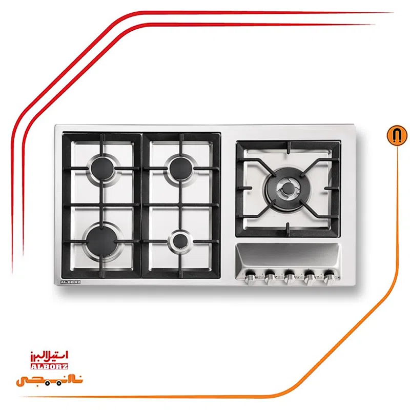 اجاق گاز پنج شعله استیل البرز مدلS5909 - Image 2