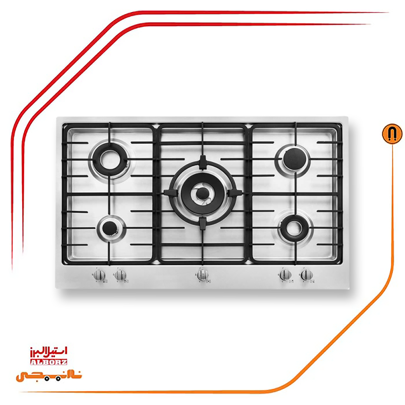 اجاق گاز پنج شعله استیل البرز مدلS5911 - تصویر 3