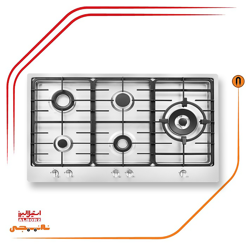 اجاق گاز پنج شعله استیل البرز مدلS5912 - تصویر 2
