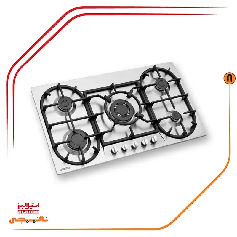 اجاق گاز پنج شعله استیل البرز مدلS5955