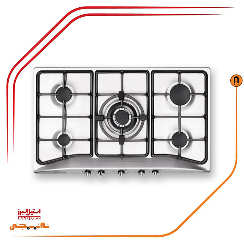 اجاق گاز پنج شعله استیل البرز مدلS5956