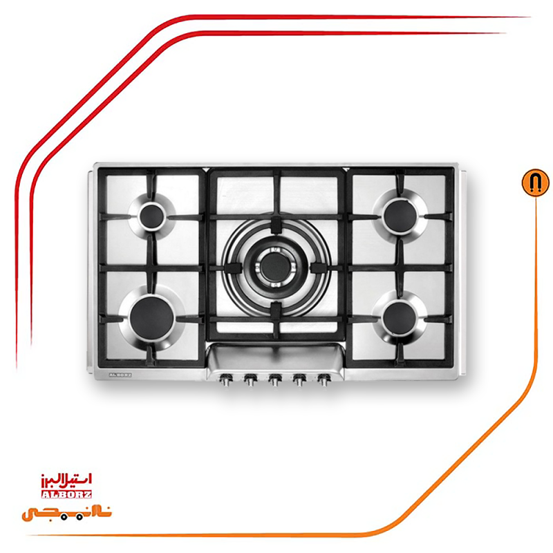 اجاق گاز پنج شعله استیل البرز مدلS5957