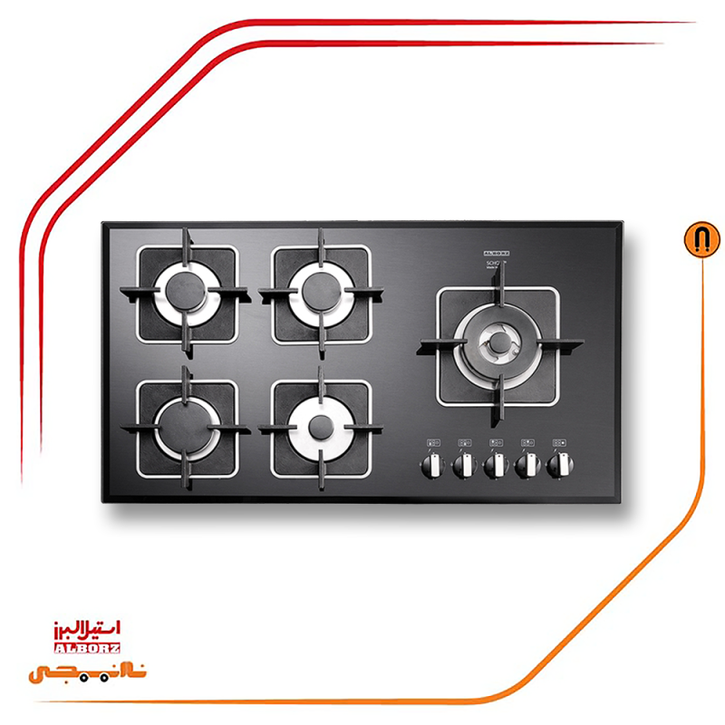 اجاق گاز پنج شعله استیل البرز مدلG5959