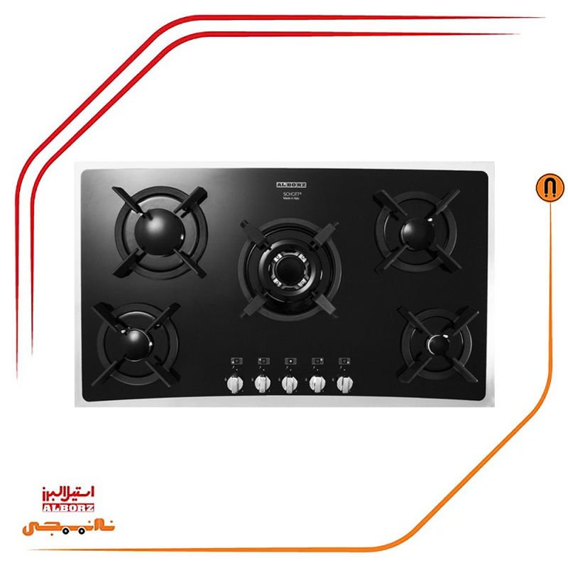 اجاق گاز پنج شعله استیل البرز مدلG5954s