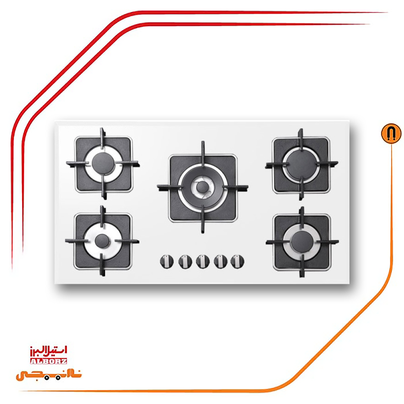 اجاق گاز پنج شعله استیل البرز مدلG5960 W