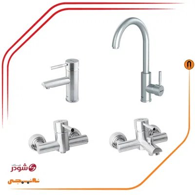 ست شیرآلات شودر مدل موناکوپلاس کروم مات