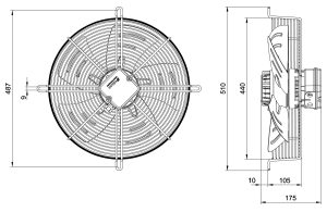 فن آکسیال صنعتی دمنده مدل VIK-40A6S2 ایلکا معکوس سری VIK 1 VIK 40 M 116.25 1