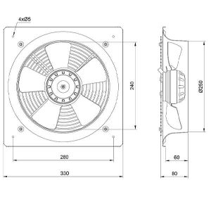 هواکش صنعتی آکسیال دمنده مدل VIF-25V2S (طرح آلمان - قاب چهارگوش) 1 هواکش صنعتی آکسیال دمنده مدل VIF-25V2S (طرح آلمان - قاب چهارگوش)