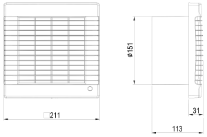 هواکش خانگی با دمپر برقی مدل هایلوکس سری VDI مدل VDI-15S2S 1 VDI 15 001